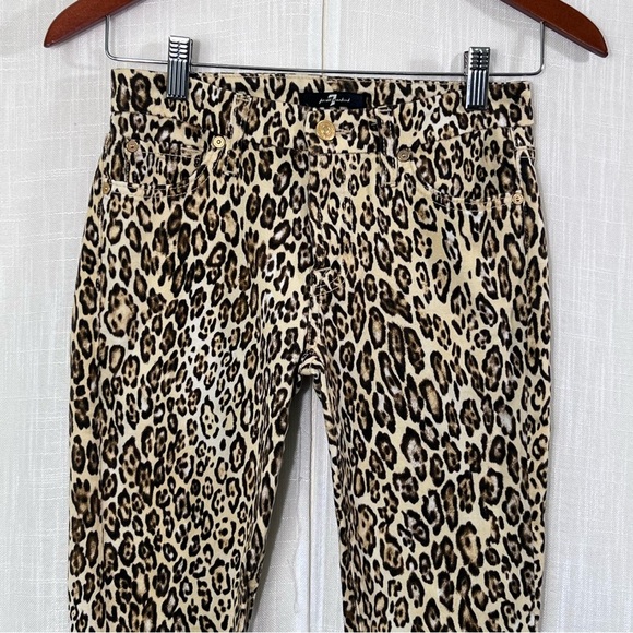 7 For All Mankind Leopard Print Festival Stretch Cigarette Leg Jeans Sz 24 - Picture 3 of 12